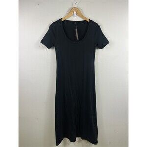 J. CREW Knit Midi Dress Jersey Maxi Short Sleeve Black Sz XS BG215  Goth Grunge